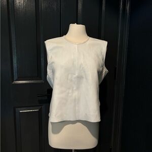 Lamarque Cream Sleeveless Muscle Tee with Mandarin Collar